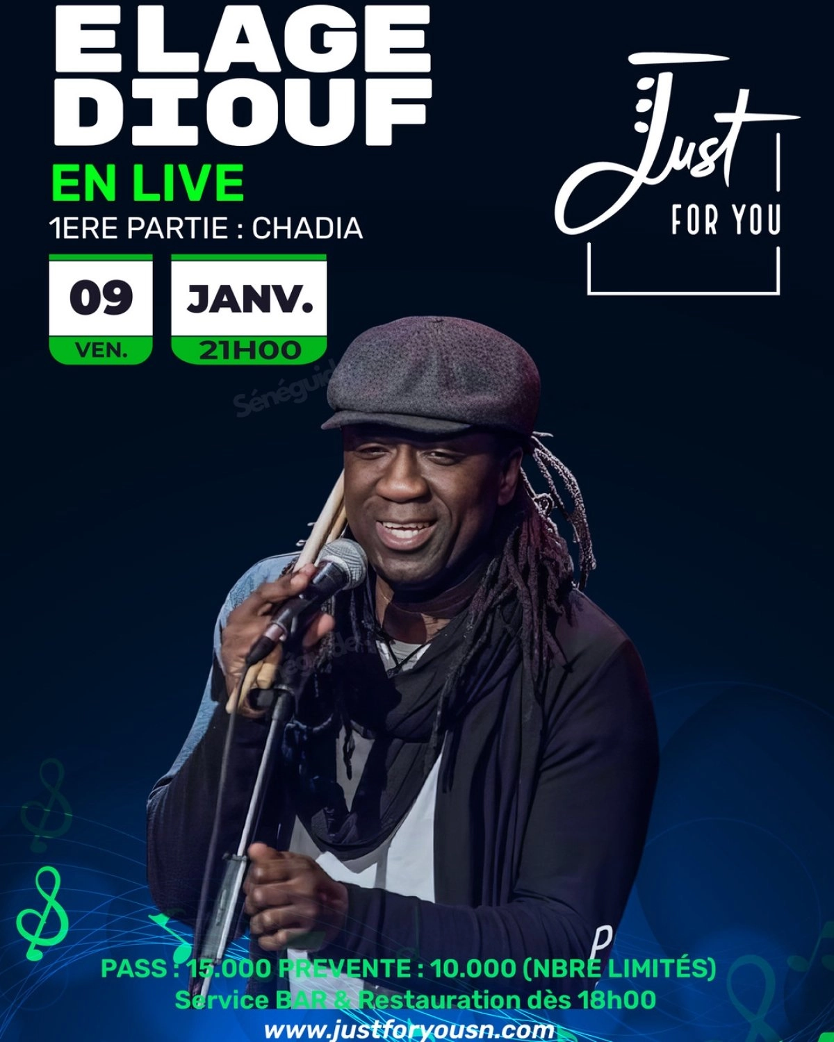 Elage Diouf en Live au Just For You